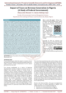 Impact of Taxes on Revenue Generation in Nigeria (A Study of Federal Government)