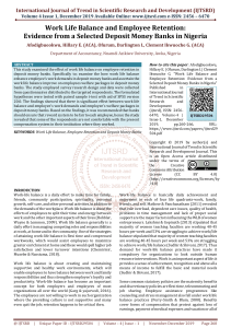 Work Life Balance and Employee Retention Evidence from a Selected Deposit Money Banks in Nigeria