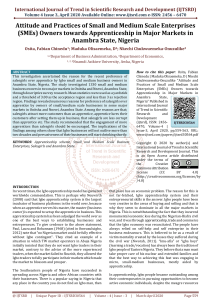 Attitude and Practices of Small and Medium Scale Enterprises SMEs Owners towards Apprenticeship in Major Markets in Anambra State Nigeria