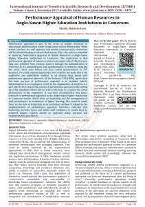 Performance Appraisal of Human Resources in Anglo-Saxon Higher Education Institutions in Cameroon