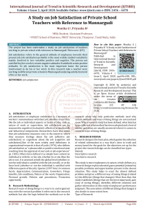 A Study on Job Satisfaction of Private School Teachers with Reference to Mannargudi