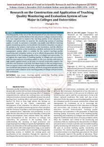 Research on the Construction and Application of Teaching Quality Monitoring and Evaluation System of Law Major in Colleges and Universities