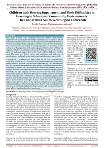 Children with Hearing Impairment and Their Difficulties in Learning in School and Community Environments: The Case of Buea-South West Region Cameroon