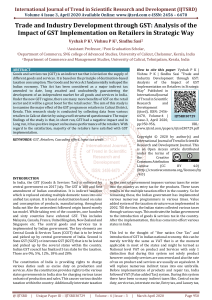 Trade and Industry Development through GST Analysis of the Impact of GST Implementation on Retailers in Strategic Way