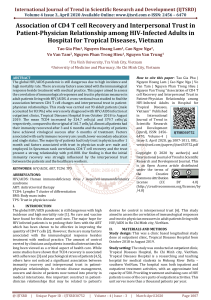 Association of CD4 T cell Recovery and Interpersonal Trust in Patient Physician Relationship among HIV Infected Adults in Hospital for Tropical Diseases Vietnam