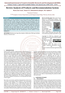 Review Analysis of Products and Recommendation System