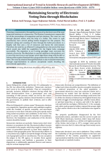 Blockchain for Secure E-Voting: A Research Paper