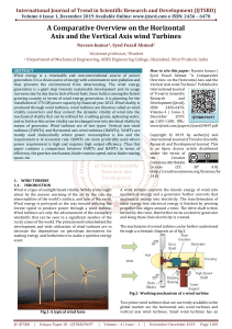 A Comparative Overview on the Horizontal Axis and the Vertical Axis wind Turbines
