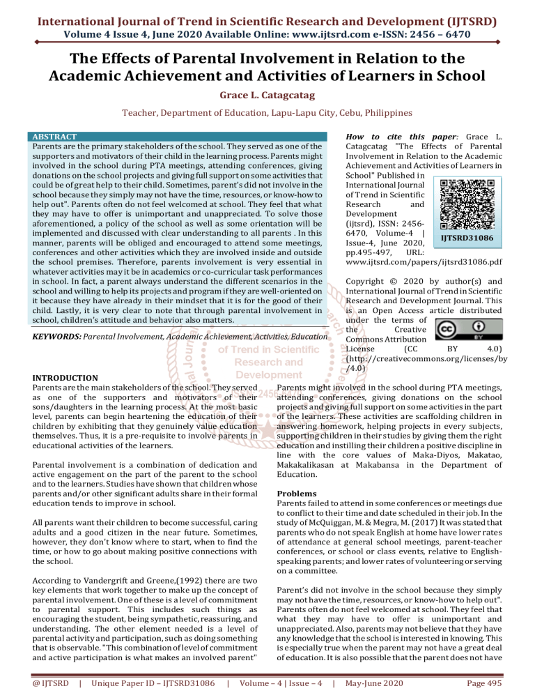 What Is The Theory Of Parental Involvement In Academic Performance