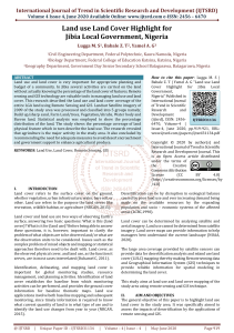 Land use Land Cover Highlight for Jibia Local Government, Nigeria