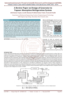 A Review Paper on Design of Generator in Vapour Absorption Refrigeration System