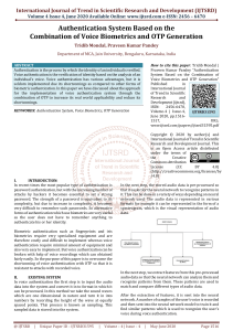 Authentication System Based on the Combination of Voice Biometrics and OTP Generation