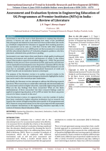 Assessment and Evaluation System in Engineering Education of UG Programmes at Premier Institutes NITs in India A Review of Literature