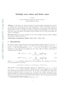 Multiple zeta values and Euler sums [Ce Xu]