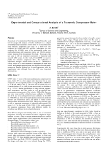 Experimental and Computational Analysis of the Nasa Rotor 37