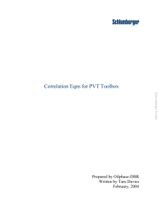 Correlation Equations for PVT Toolbox