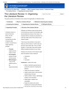 5. Organizing the Literature Review - The Literature Review - LibGuides at The University of the West Indies