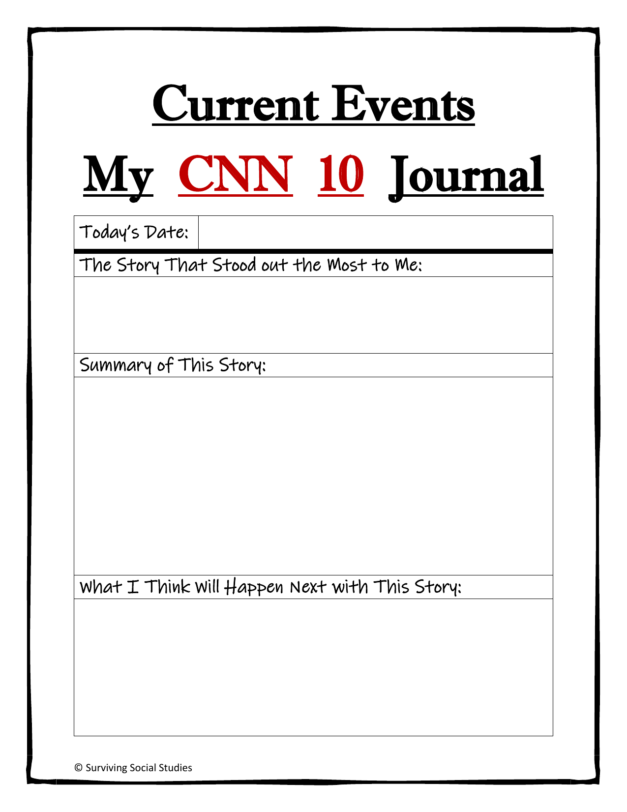 My CNN 20 Journal With Current Events Worksheet Pdf