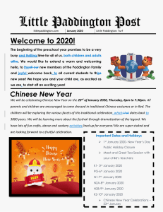 Paddinton Post Preschool Newsletter 
