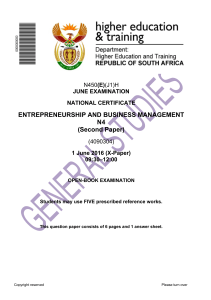 N4 Entrepreneurship and Business Management Paper 2 June 2016
