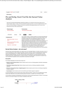 Fix und fertig  Excel-Tool für die Earned Value Analyse   Projekt Magazin