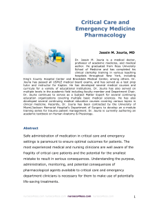 critical care and emergency medicine pharmacology