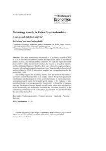 TECHNOLOGY TRANSFER IN UNITED STATES UNIVERSITIES a survy and statistical analysis