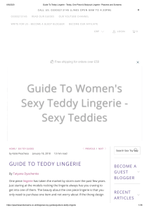 Guide To Women's Sexy Teddy Lingerie - Sexy Teddies