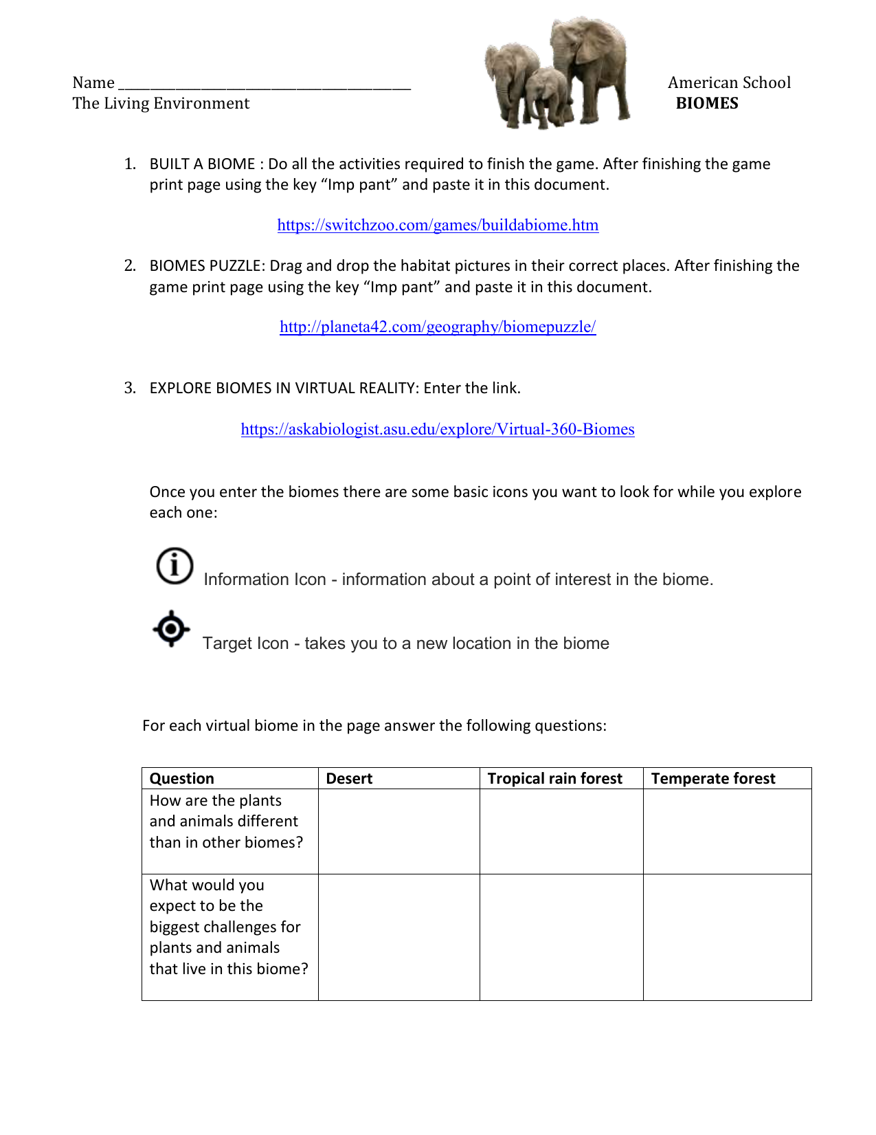 BIOMES Interactive Worksheet 