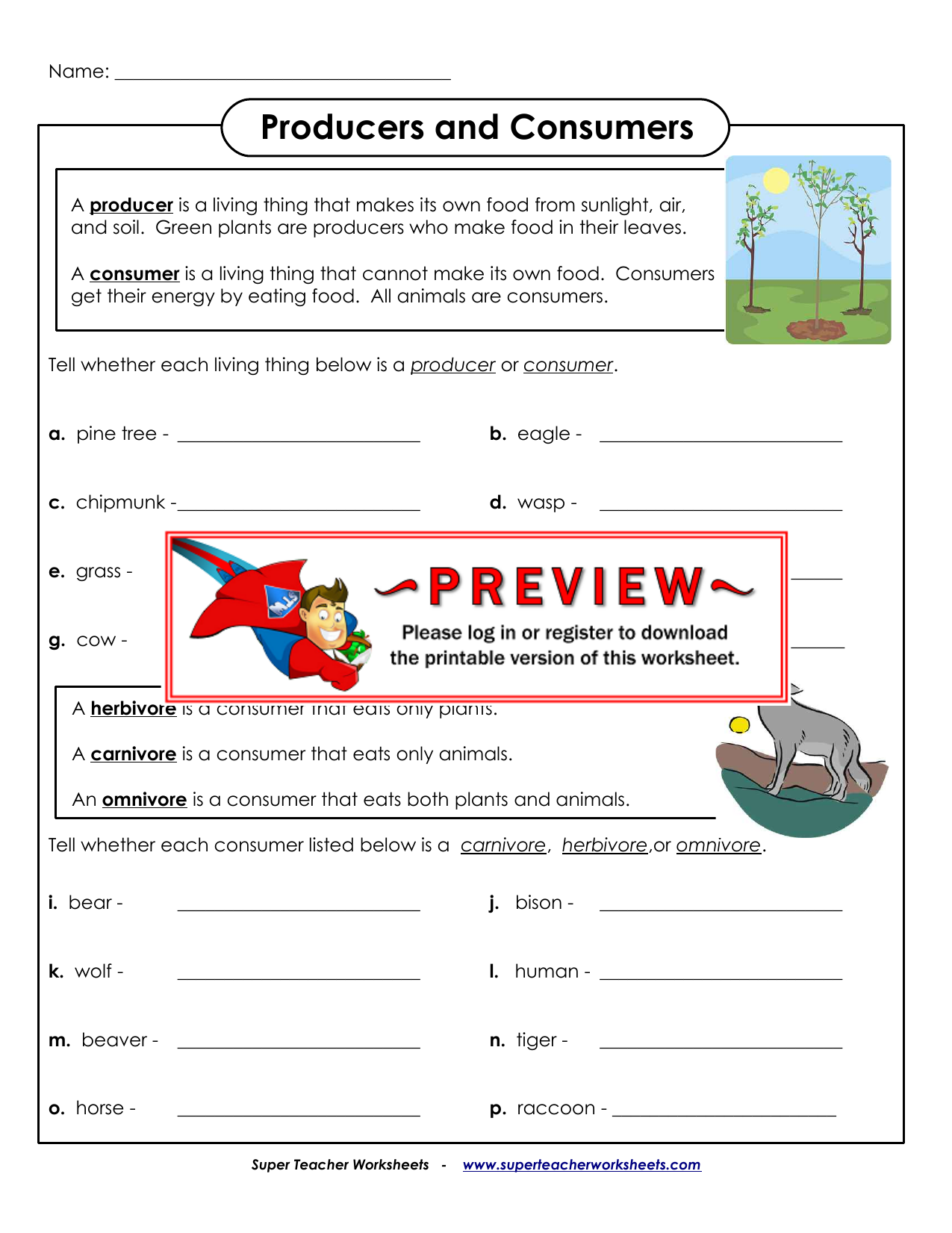 producer-consumer In Producers And Consumers Worksheet