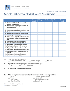 High School Student Needs Assessment