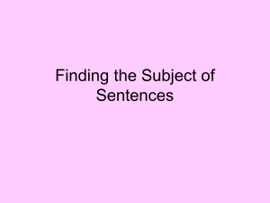 Finding the Subject of a Sentence (1)