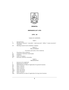 Bermuda Insurance Act 1978: Regulations & Requirements