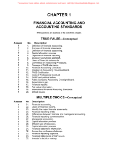 Kieso Ch01 - Financial Accounting and Accounting Standards