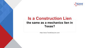 Is a construction lien the same as a mechanics lien in Texas