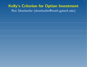 Kelly Criterion for Options GT