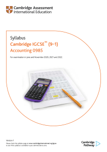 Cambridge IGCSE Accounting Syllabus 0985