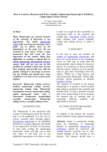 scientific journal article manuscript title page example