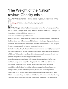 'The Weight of the Nation' review  Obesity crisis