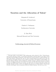 Taxation and the Allocation of Talent