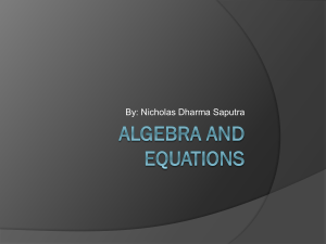 Algebra and Equations