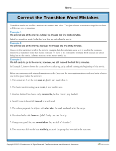 correct the transition word mistakes