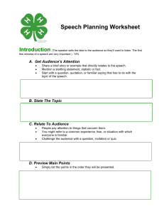 4H Speech Worksheet
