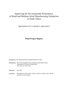 UCT Industrial Symbiosis project - final report