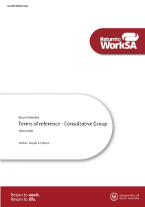 Terms of reference Consultative Group - ReturnToWorkSA