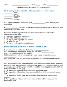 Populations and the Environment Worksheet