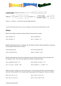 Distance, midpoint, gradient exercises with solutions