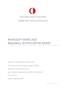 Word 2010 Başlangıç Eğitimi - ODTÜ