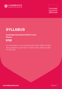 Physics 9702 Syllabus 2021