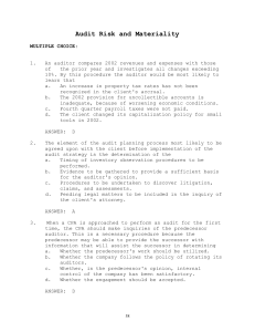 Audit Risk and Materiality MULTIPLE CHOI